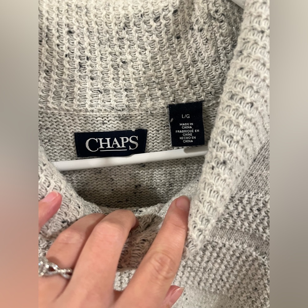 Chaps Large Shawl Neck Speckled Knit Sweater - Picture 4 of 8